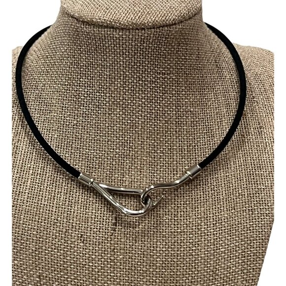 HERMES Jumbo: Black/Silver Double Tour Bracelet #146